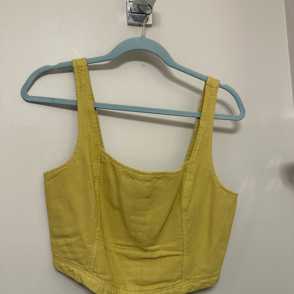 Pilcro Yellow Sleeveless Crop Bustier Tank Top